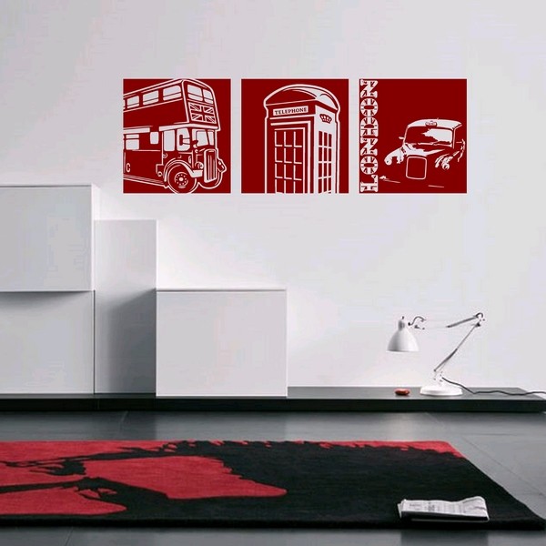 Exemple de stickers muraux: Triptyque Londres